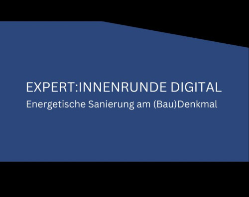 Expert:innenrunde digital: „Energetische Sanierung am (Bau)Denkmal“